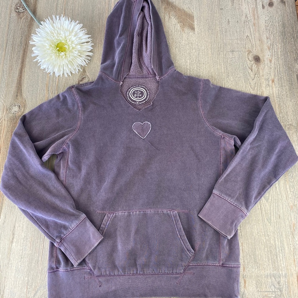 Juniors Life Is Good Hoodie Small Purple Heart